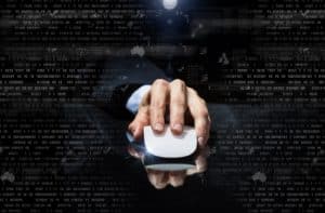 hand holds computer mouse, numbers around; OSINT Services