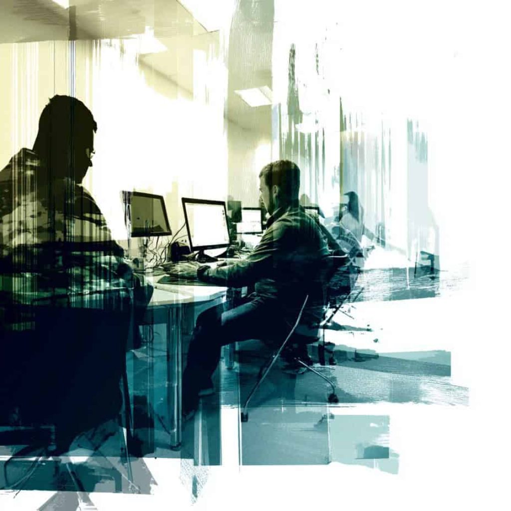 corma- Silhouetted people working at computers in a modern office, their surroundings infused with abstract, artistic effects, reminiscent of a Maltego Masterclass in visual storytelling. corma- Silhouetted people working at computers in a modern office, their surroundings infused with abstract, artistic effects, reminiscent of a Maltego Masterclass in visual storytelling.